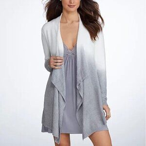 Barefoot Dreams Bamboo Chic lite Calypso Knit ombre White Gray Cardigan Size S/M